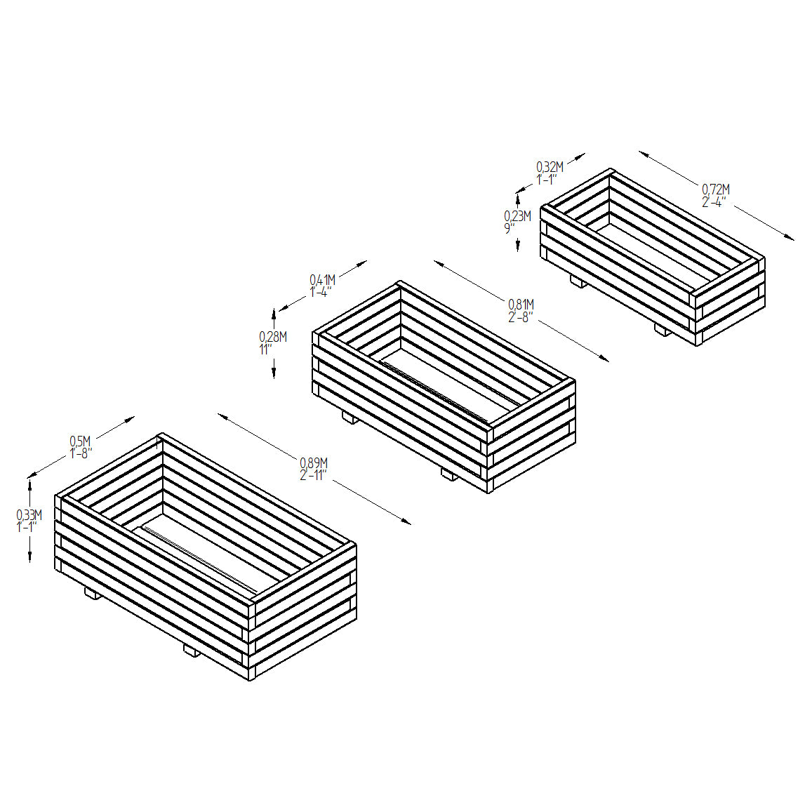 Image for Forest Durham Rectangular Planter - Set of 3