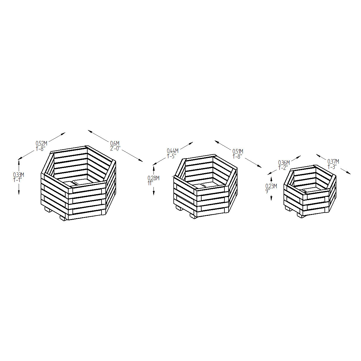 Image for Forest York Hexagonal Planter - Set of 3