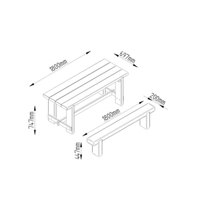 Image for Forest Refectory Table and Sleeper Bench Set - 1.8m