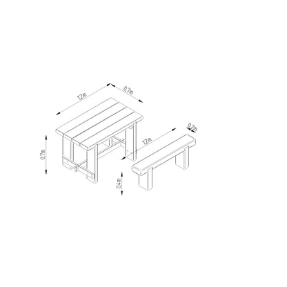 Image for Forest Refectory Table and Sleeper Bench Set - 1.2m