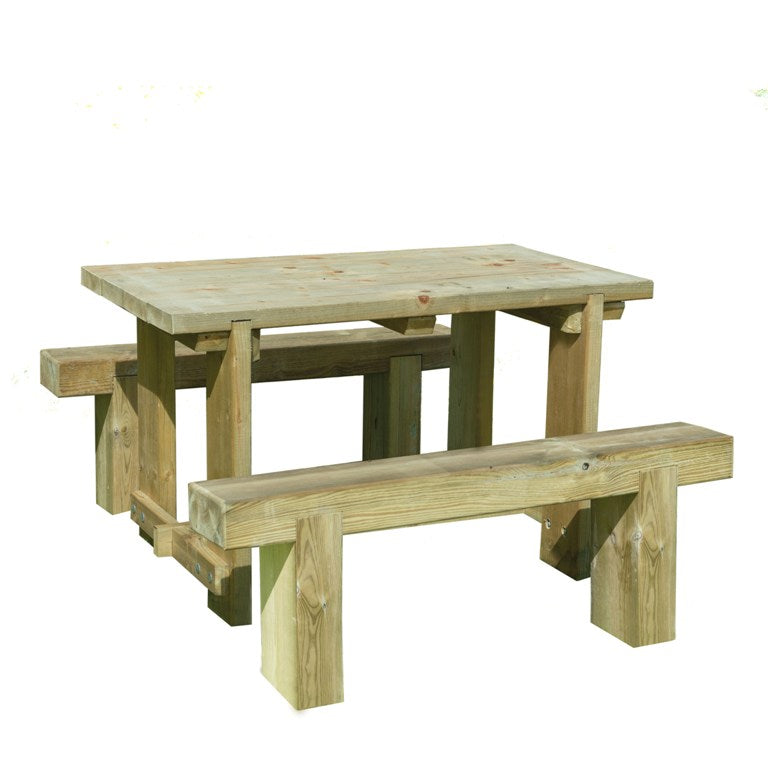 Image for Forest Refectory Table and Sleeper Bench Set - 1.2m