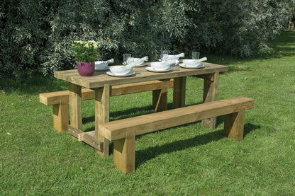 Image for Forest Refectory Table and Sleeper Bench Set - 1.8m