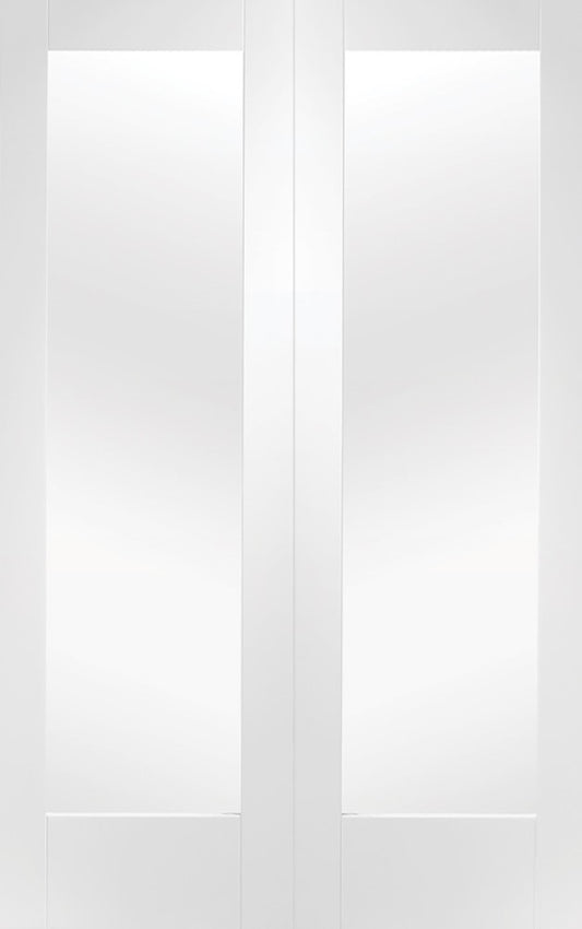 XL Joinery Pattern 10 White Primed Internal Rebated Door Pair with Clear Glass