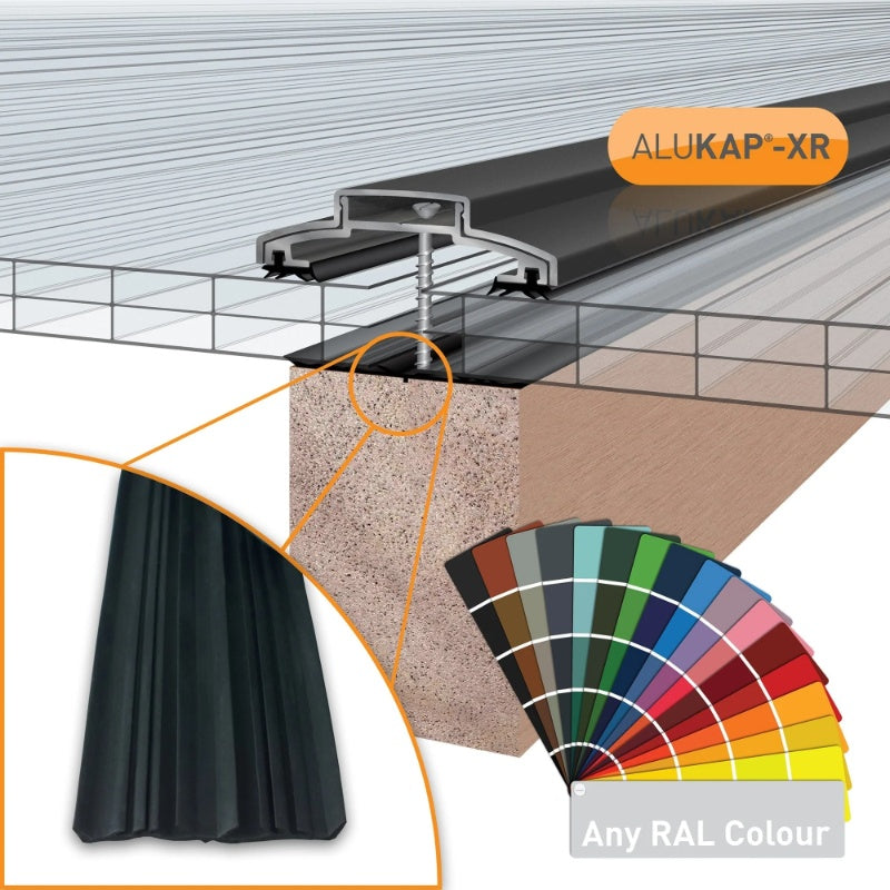 Alukap-XR 60mm Aluminium Bar with Rafter Gasket and End Cap - Full Range