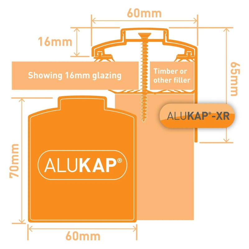 Alukap-XR 60mm Aluminium Gable Bar with Rafter Gasket and End Cap - All Lengths