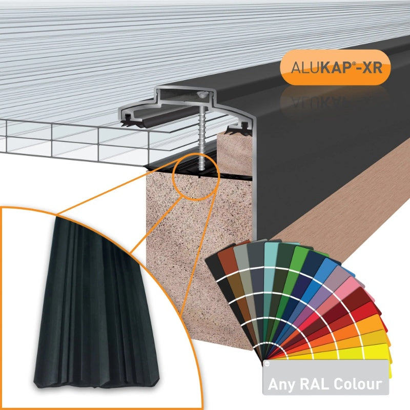 Alukap-XR 60mm Aluminium Gable Bar with Rafter Gasket and End Cap - All Lengths