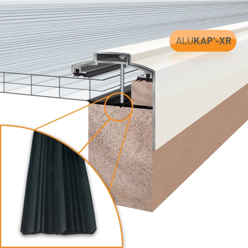 Alukap-XR 60mm Aluminium Gable Bar with Rafter Gasket and End Cap - All Lengths