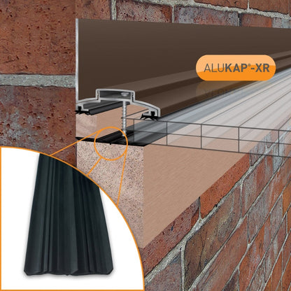 Alukap-XR 60mm Aluminium Wall Bar with Rafter Gasket and End Cap - All Lengths