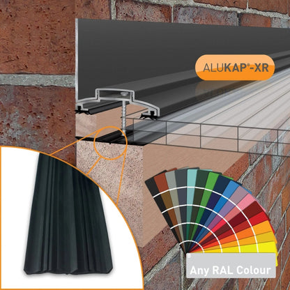 Alukap-XR 60mm Aluminium Wall Bar with Rafter Gasket and End Cap - All Lengths