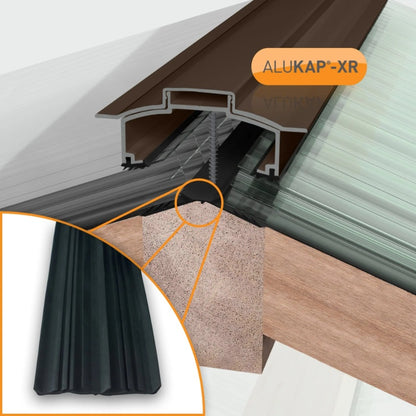 Alukap-XR Aluminium Hip Bar with Rafter Gasket and End Cap - All Lengths