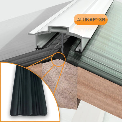 Alukap-XR Aluminium Hip Bar with Rafter Gasket and End Cap - All Lengths