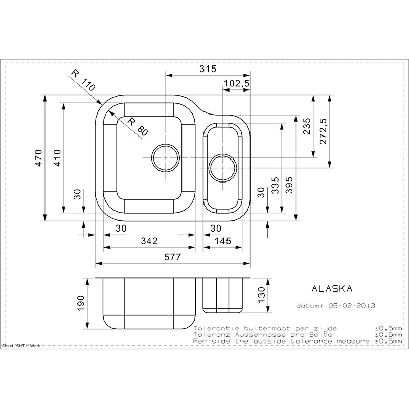 Reginox Elegance Alaska Stainless Steel Undermount Kitchen Sink