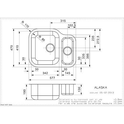 Reginox Elegance Alaska Stainless Steel Kitchen Undermount Sink