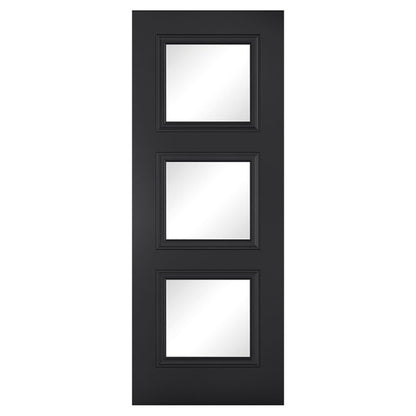 LPD Antwerp Black Primed 3L Internal Clear Glazed Door - 78in x 27in x 35mm (1981 x 686mm)
