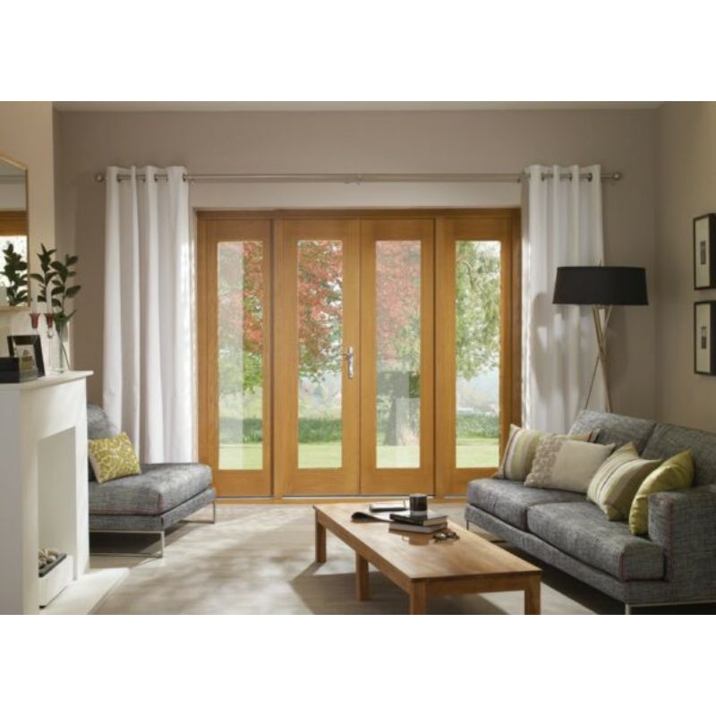 XL Joinery La Porte French Door in Pre-Finished External Oak Includes Sidelight Frame (Chrome Hardware) 2074 x 1490