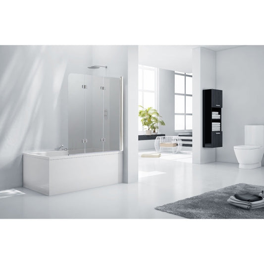 Aqua Aquaglass 6mm Frameless Bath Screen with 3 Folding Panels / Tinted Glass 1400mm x 1200mm (Right-Handed)