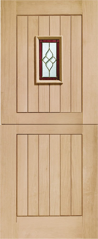 XL Joinery Chancery Stable Triple Glazed External Oak Door (M&T) with Brass Caming