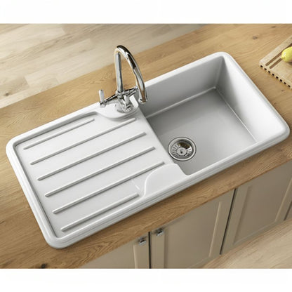 Traditional Gloss White Comite Single Bowl Kitchen Insert and Drainer