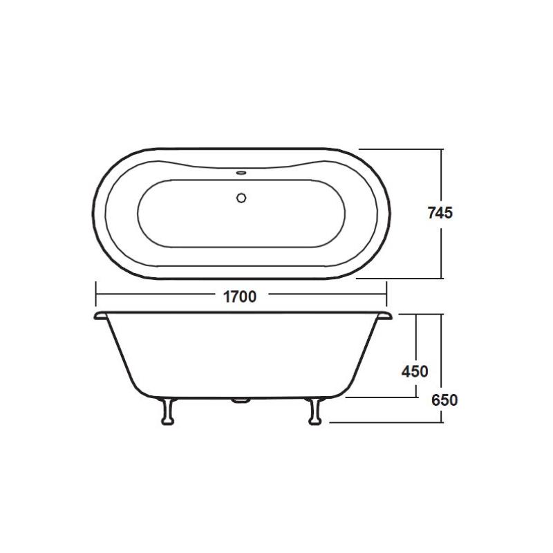 Bayswater Leinster 1700mm Double Ended Bath