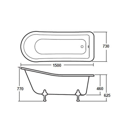 Bayswater Pembridge 1500mm Freestanding Bath