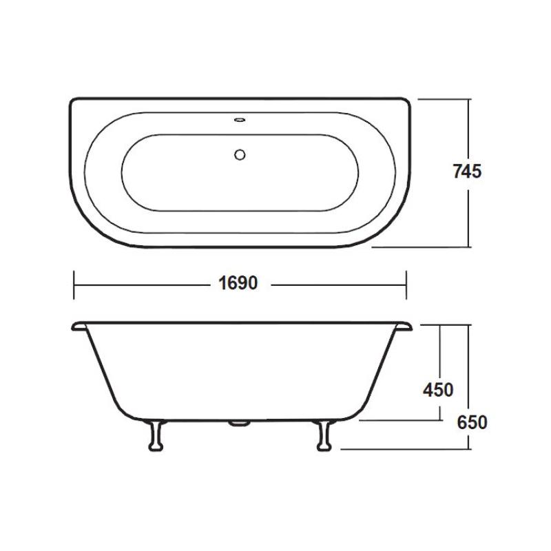 Bayswater Courtnell 1700mm Double Ended BTW F/Bath