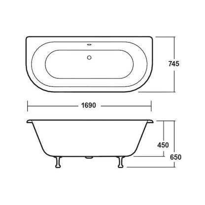 Bayswater Courtnell 1700mm Double Ended BTW F/Bath