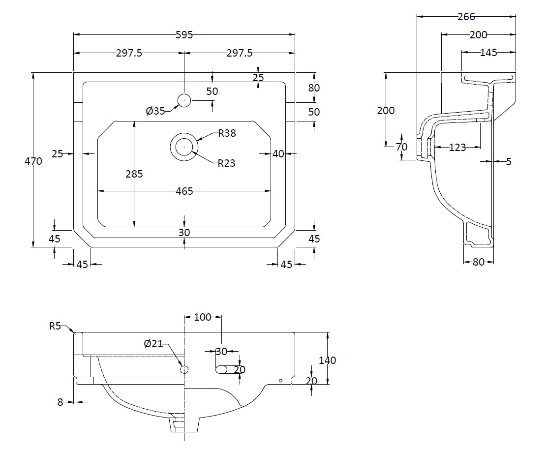 Image for Bayswater Fitzroy 595mm 1 Tap Hole Basin