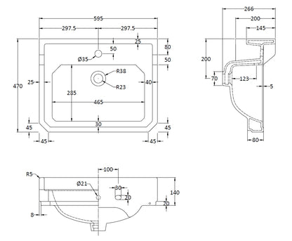 Image for Bayswater Fitzroy 595mm 1 Tap Hole Basin