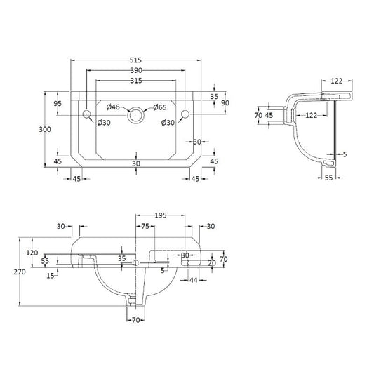 Bayswater Fitzroy 515mm Cloakroom Basin