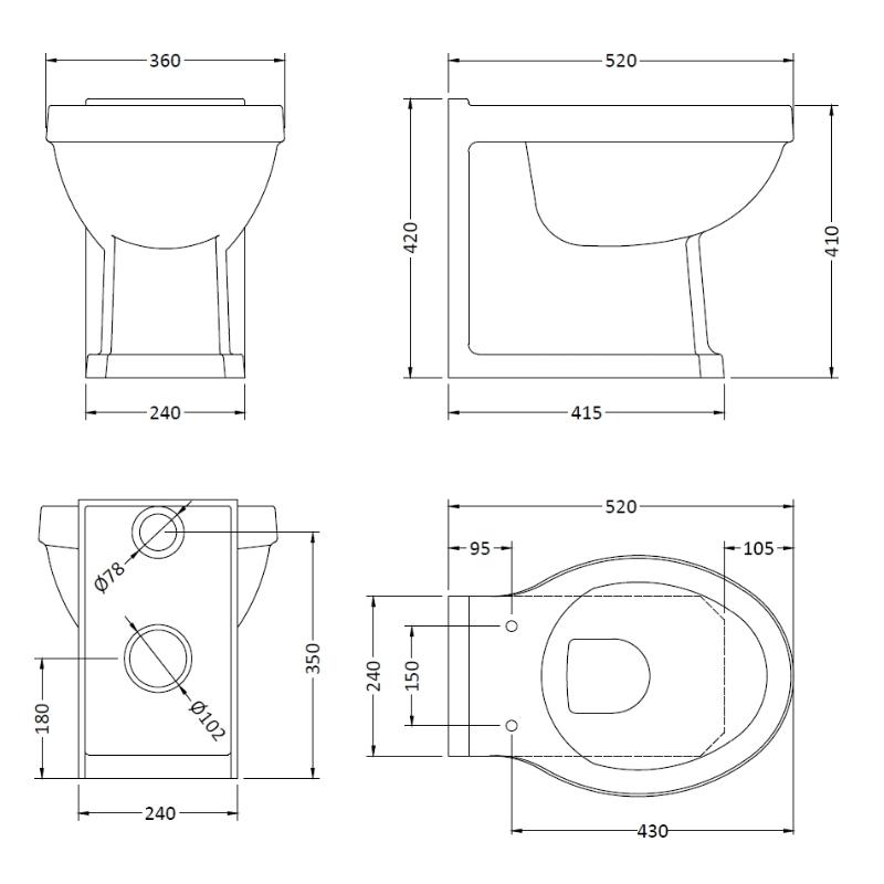 Bayswater Fitzroy Back To Wall Pan