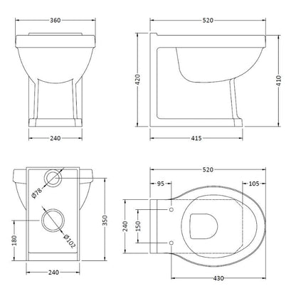 Bayswater Fitzroy Back To Wall Pan