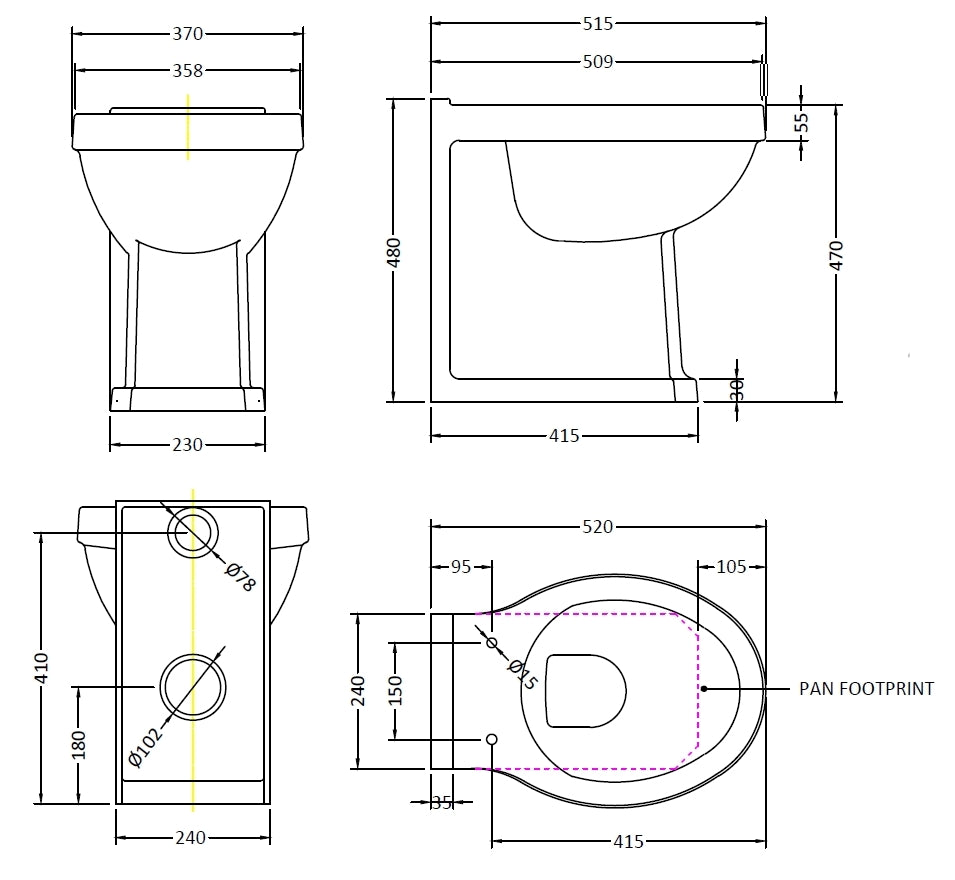 Image for Bayswater Fitzroy Comfort Height Back To Wall Pan