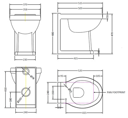 Image for Bayswater Fitzroy Comfort Height Back To Wall Pan