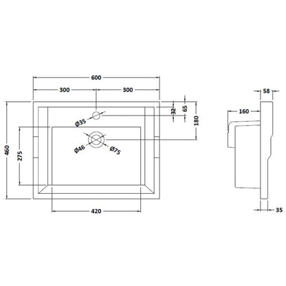 Bayswater 600mm Traditional 1 Tap Hole Basin