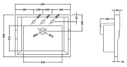 Image for Bayswater 600mm Traditional 3 Tap Hole Basin