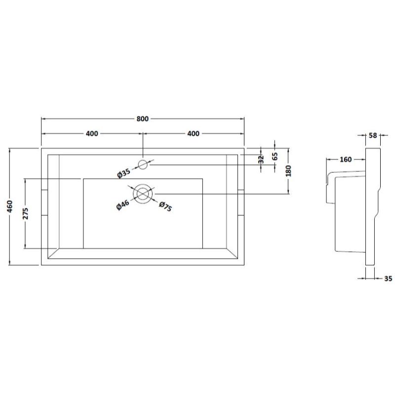 Bayswater 800mm Traditional 1 Tap Hole Basin