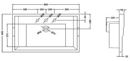 Image for Bayswater 800mm Traditional 3 Tap Hole Basin