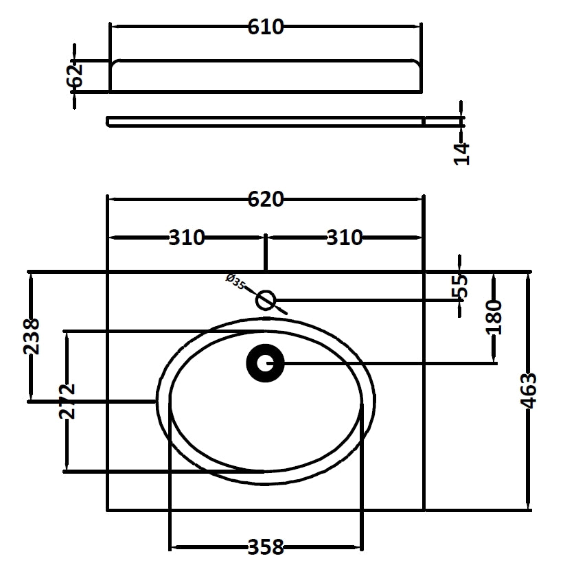 Image for Bayswater Black 600mm 1 Tap Hole Single Bowl