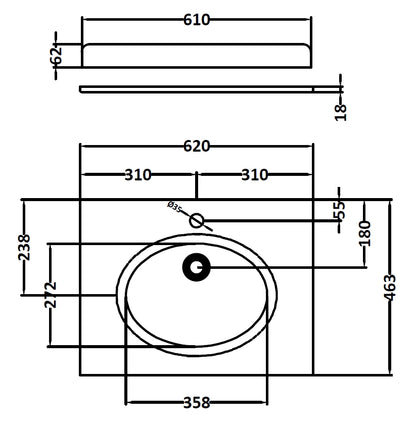 Image for Bayswater White 600mm 1 Tap Hole Single Bowl