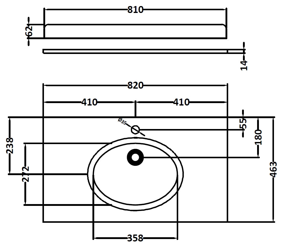 Image for Bayswater Black 800mm Single Bowl 1 Tap Hole