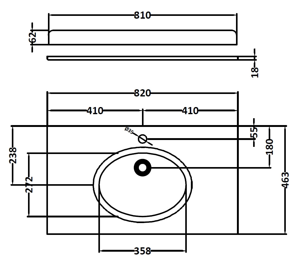 Image for Bayswater White 800mm Single Bowl 1 Tap Hole