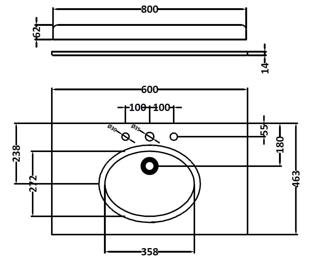 Image for Bayswater Black 800mm Single Bowl 3 Tap Hole