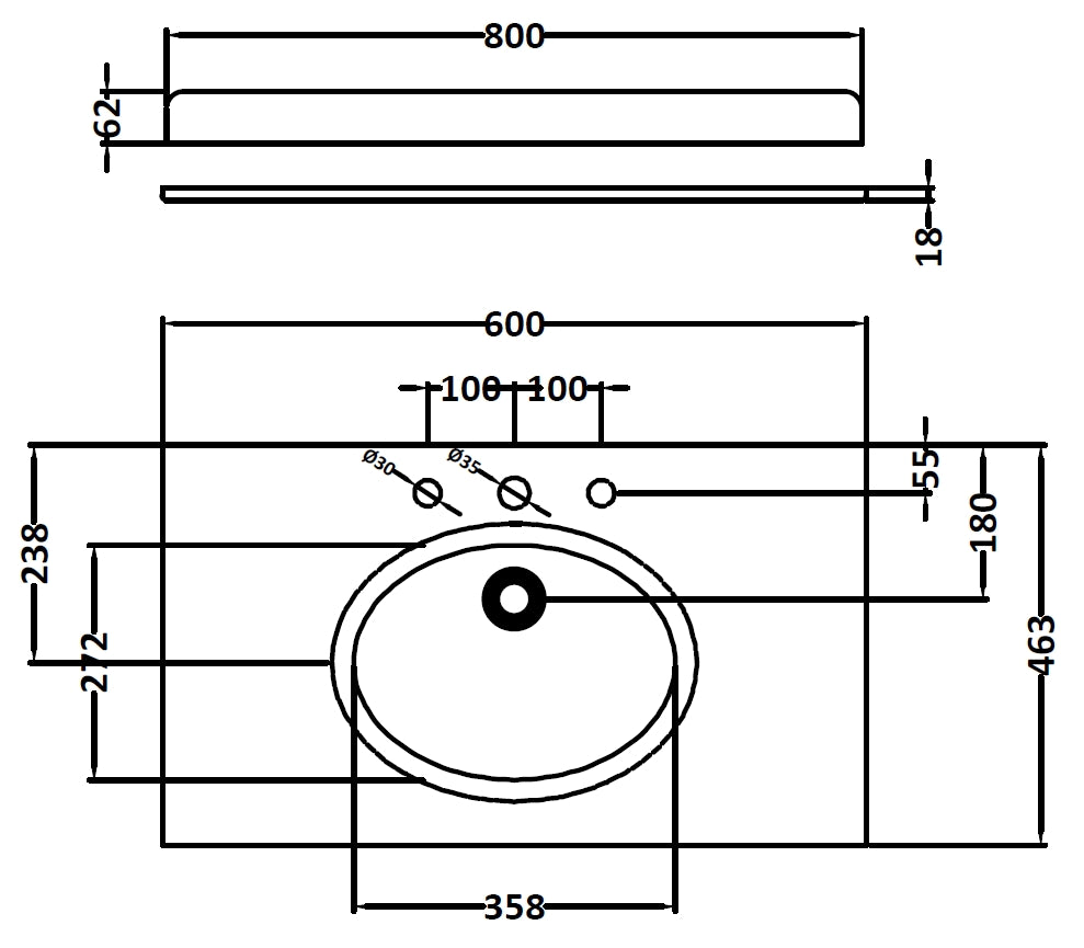 Image for Bayswater White 800mm Single Bowl 3 Tap Hole