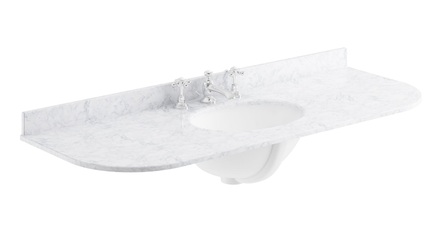 Image for Bayswater White 1200mm Single Bowl 3 Tap Hole Curved