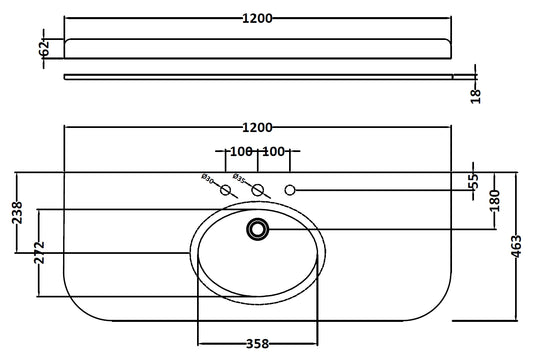 Image for Bayswater Grey 1200mm Single Bowl 3 Tap Hole Curved