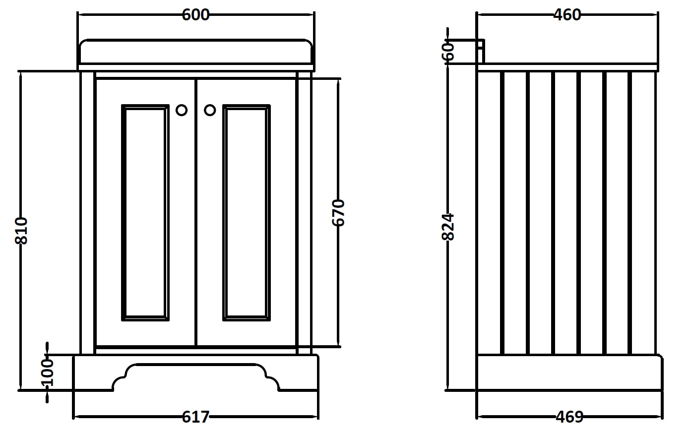 Image for Bayswater Plummett Grey 600mm 2 Door Basin Cabinet