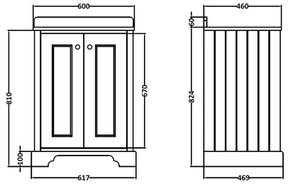 Image for Bayswater Plummett Grey 600mm 2 Door Basin Cabinet