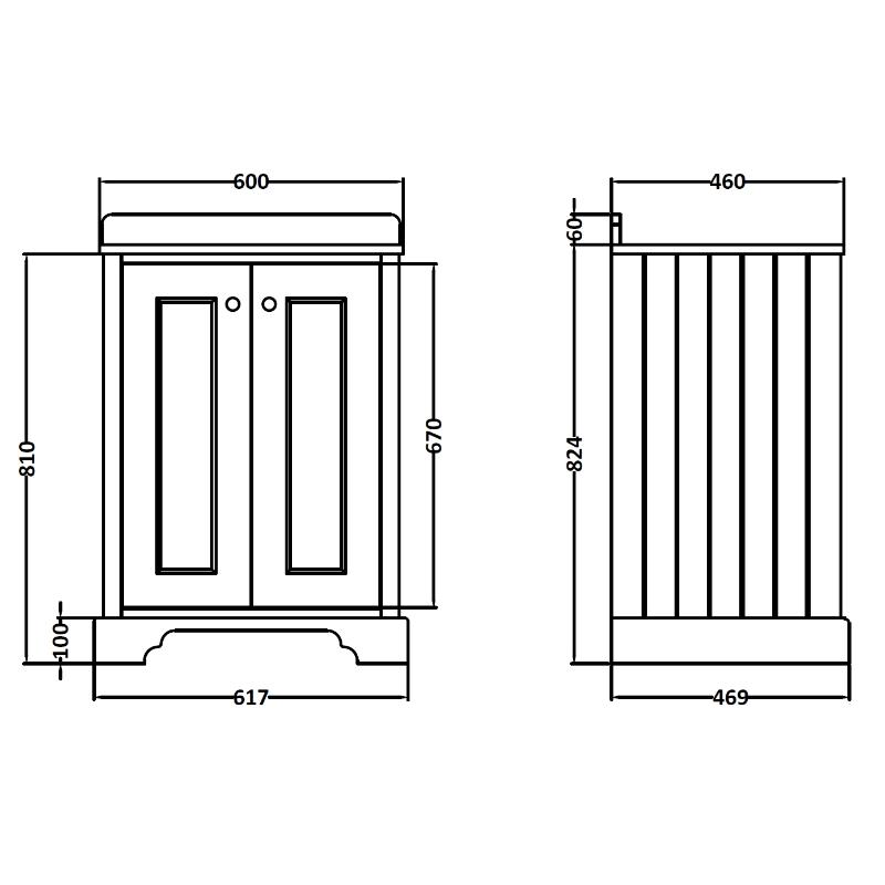 Bayswater Pointing White 600mm 2 Door Basin Cabinet