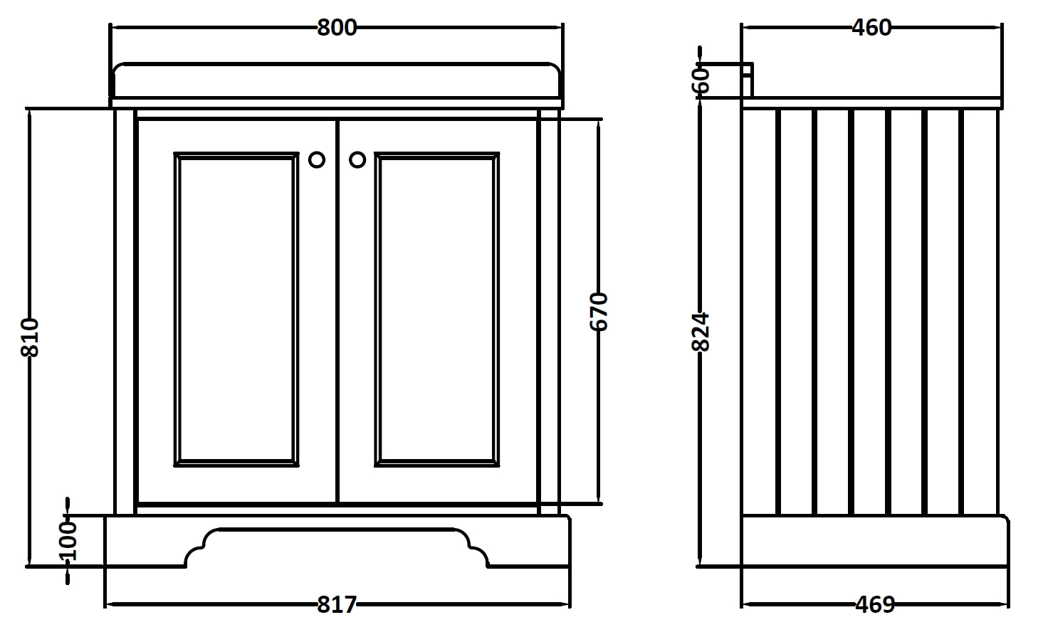 Image for Bayswater Plummett Grey 800mm 2 Door Basin Cabinet