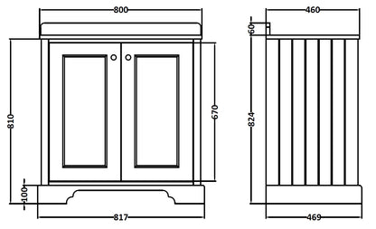 Image for Bayswater Plummett Grey 800mm 2 Door Basin Cabinet